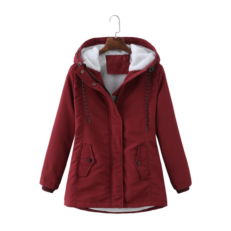 Winter Warm Hooded Lambswool Parka - Image 5