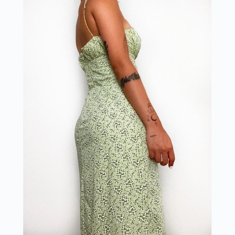Fresh Floral Waist-Trimming Strap Dress - Spring/Summer - Image 3