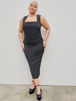 Plus Size Slim Tube Top Sheath Dress