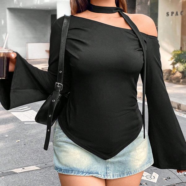 Plus Size Asymmetric Off-Shoulder T-shirt - Image 3