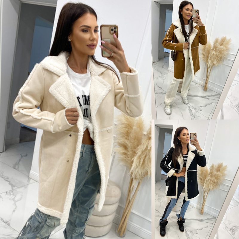 Lambswool Splicing Coat - Autumn/Winter Style - Image 4