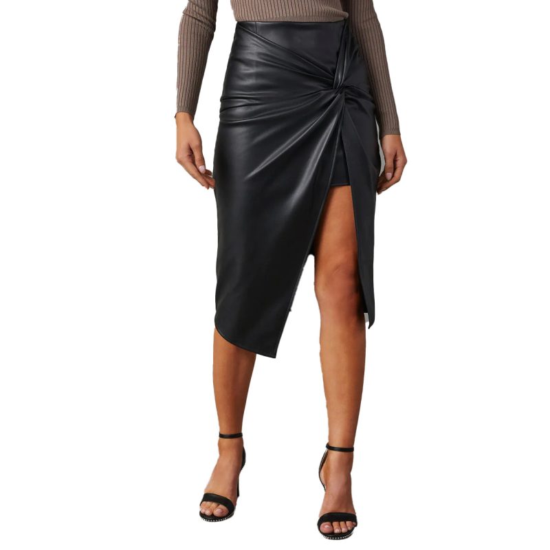 Split Mid-Length Leather Hip Skirt - Autumn/Winter Sexy - Image 4