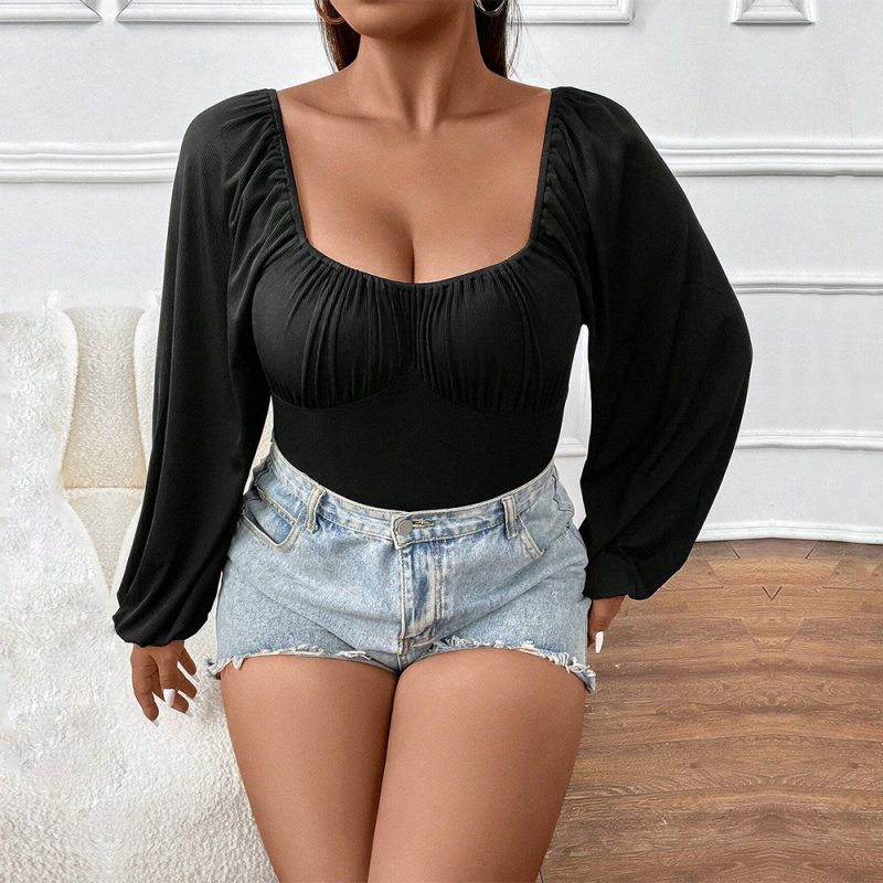 Plus Size Slim Fit Puff Sleeve Jumpsuit - Image 4