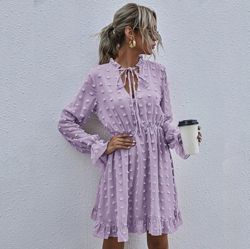 High Waist Long Sleeve Office Dress - Spring Summe - Image 2