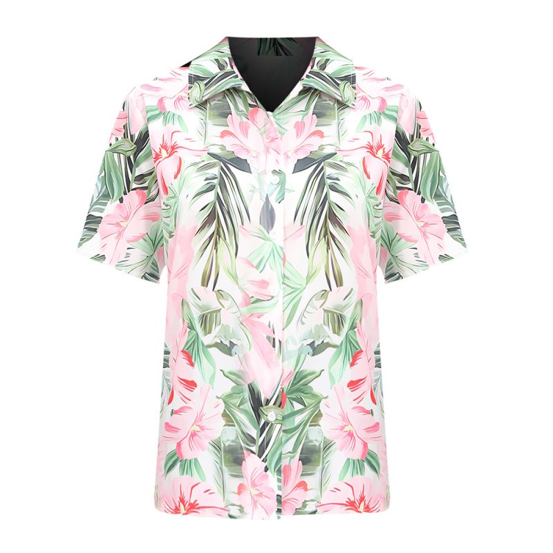 Floral Print Collared Shirt | Women's Short Sleeve Pleated Top - Image 5