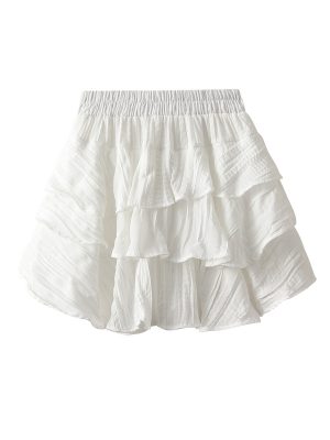 High Waist Tiered Miniskirt with Irregular Asymmetric Puff