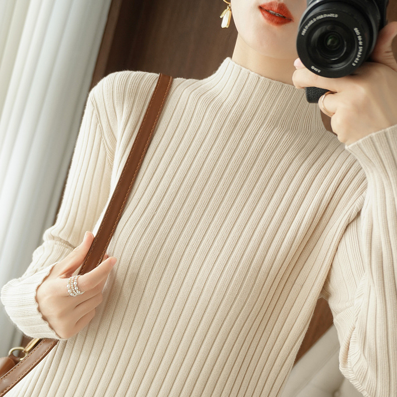 Beige Apricot Half Turtleneck in Stock