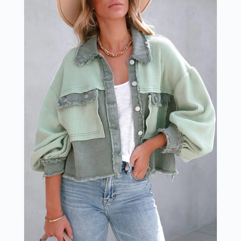 Waffle Stitching Wash Coat - Casual Autumn/Winter - Image 2