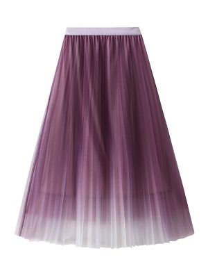 Spring Gradient Mesh Pleated Skirt