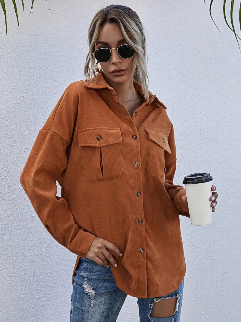 Corduroy Shacket - Autumn Collared Casual Jacket - Image 4