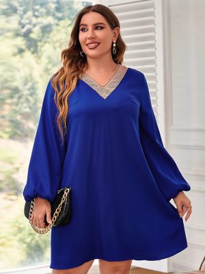 Plus Size Patchwork Lace A-line Dress