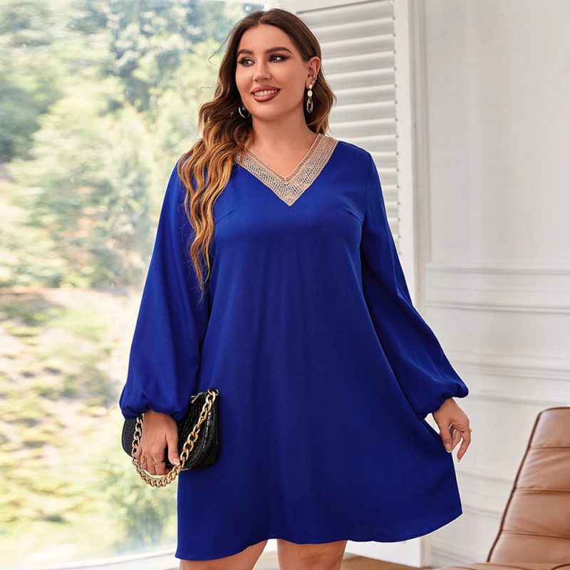 Plus Size Patchwork Lace A-line Dress