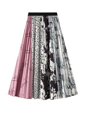 Pink Retro National Pleated Skirt