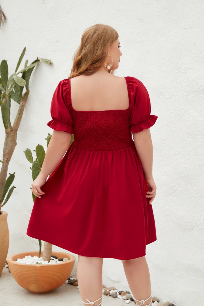 Plus Size Smocking Puff Sleeve Dress - Image 2