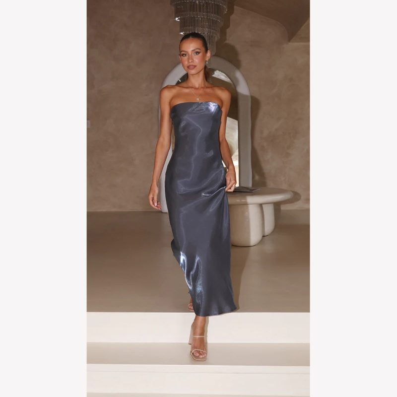 Bright Silk Bandeau Maxi Dress - Sexy Summer Style - Image 3