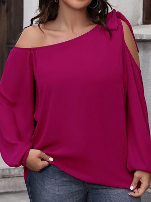 Graceful Bow Loose Plus Size Shirt