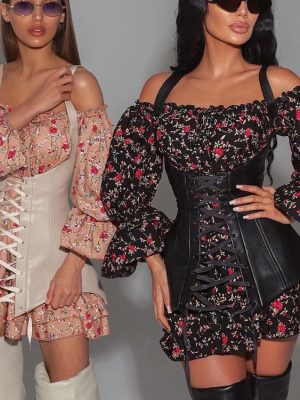 Autumn Floral Long Sleeve Slimming Dress