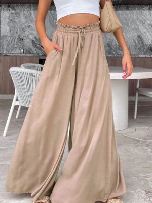 Elastic Waist Wide-Leg Pants – Summer Casual