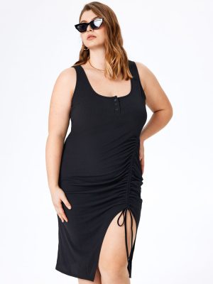 Plus Size Drawstring Cami Sheath Dress