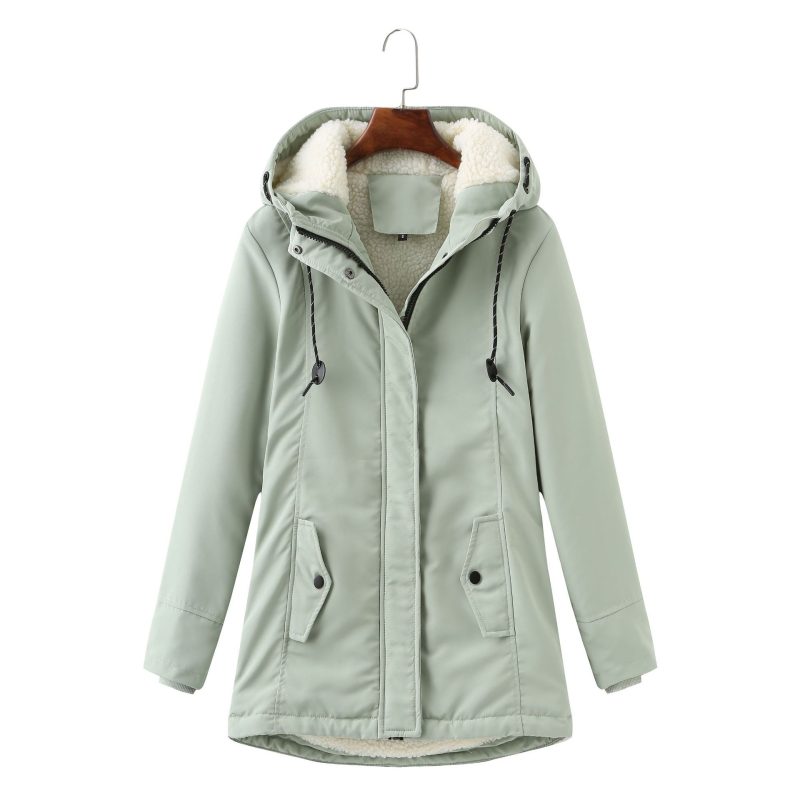 Winter Warm Hooded Lambswool Parka - Image 4