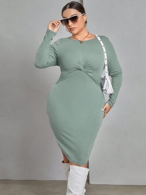 Plus Size Office Lady Knit Dress