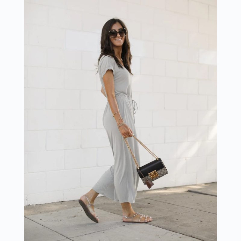 Spring/Summer V-Neck Wide-Leg Jumpsuit - Image 3