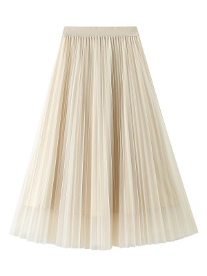 Elastic High Waist Mesh Pleated Skirt: Winter Elegance