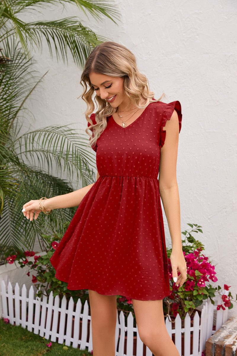 V-Neck Wooden Ear Waist Dress - Image 5