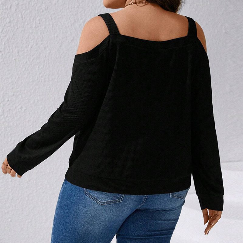 Sexy Off-Shoulder Waffle Long Sleeve - Image 2