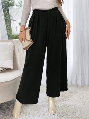 Plus Size Elastic Waist Wide Leg Pants