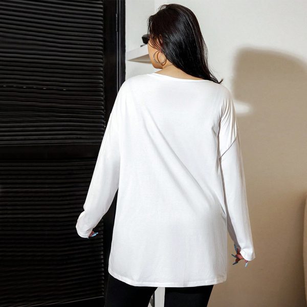 Plus Size Side Slit Mid-Length T-shirt - Image 3