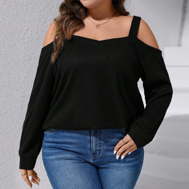Sexy Off-Shoulder Waffle Long Sleeve - Image 4