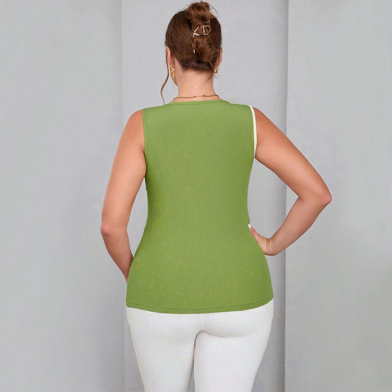 Plus Size Fall Winter Contrast Vest - Image 2