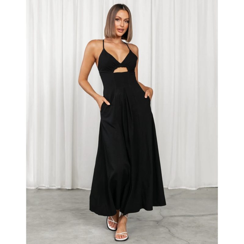 Hem Split Solid Color Dress - Spring/Summer Chic - Image 2