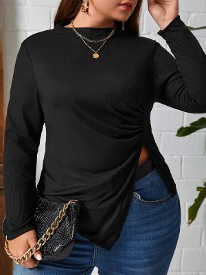 Autumn Plus Size Asymmetric Knit Top