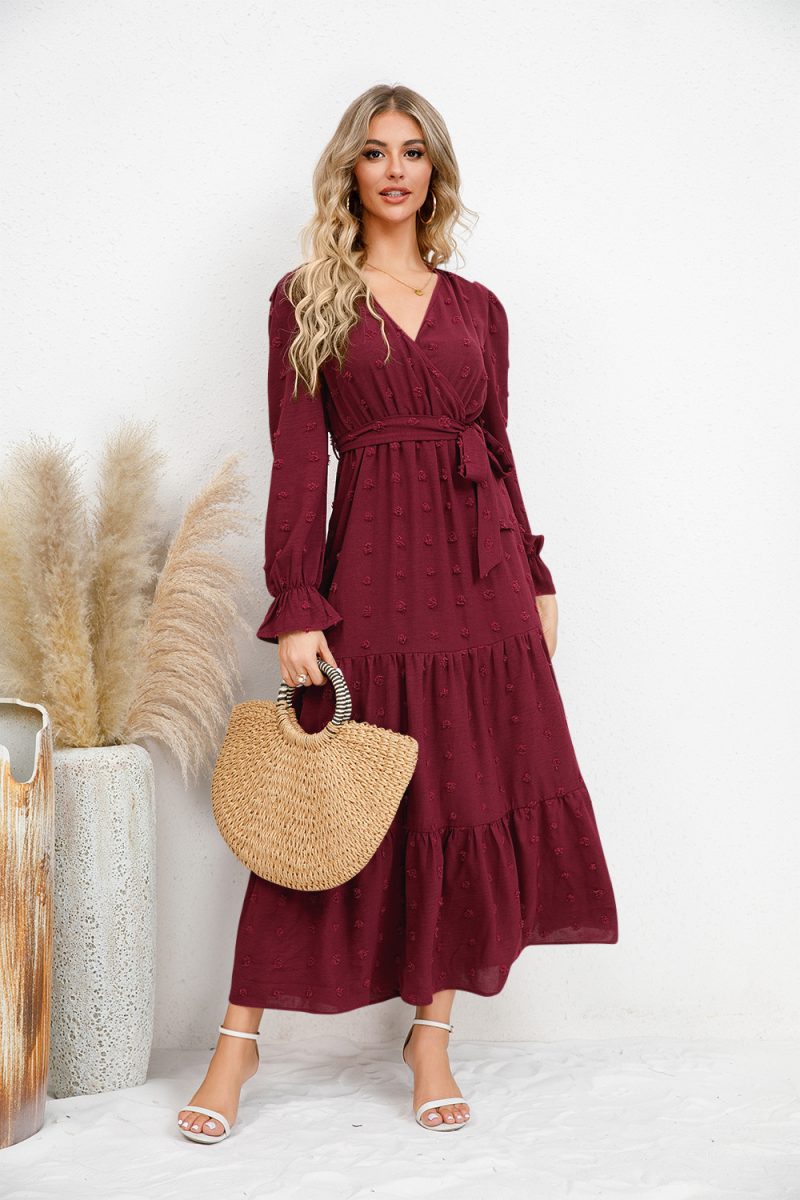 Solid Color Wide Hem Maxi Dress - Image 4