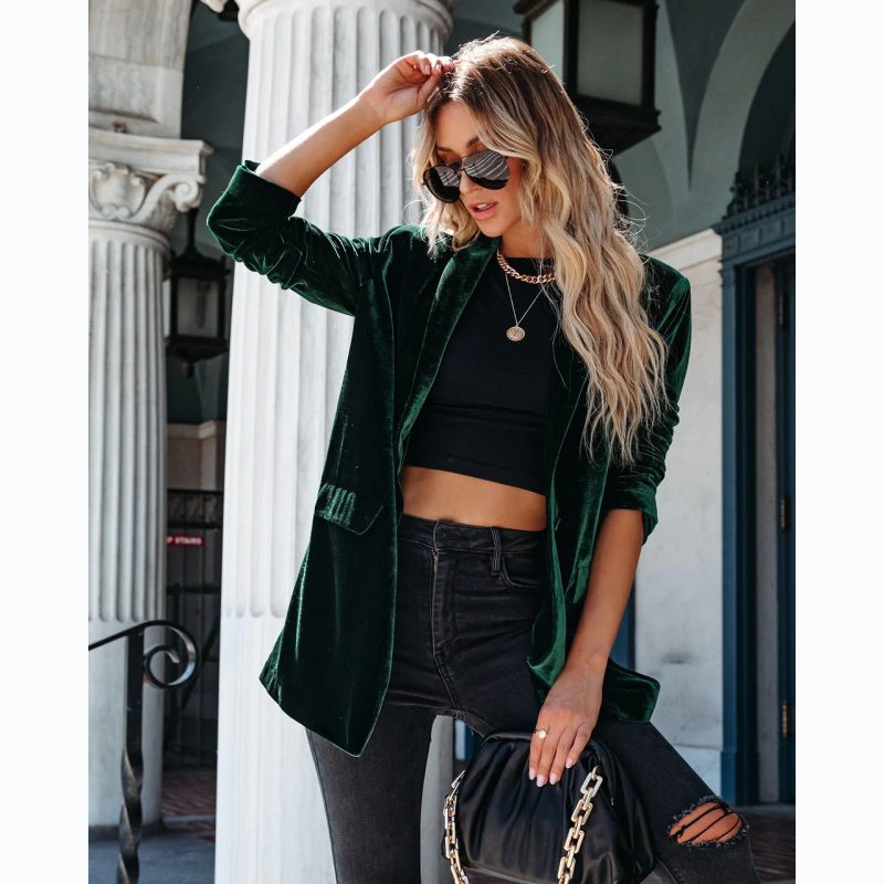 Pleuche Long Sleeve Jacket - Street Style - Image 3