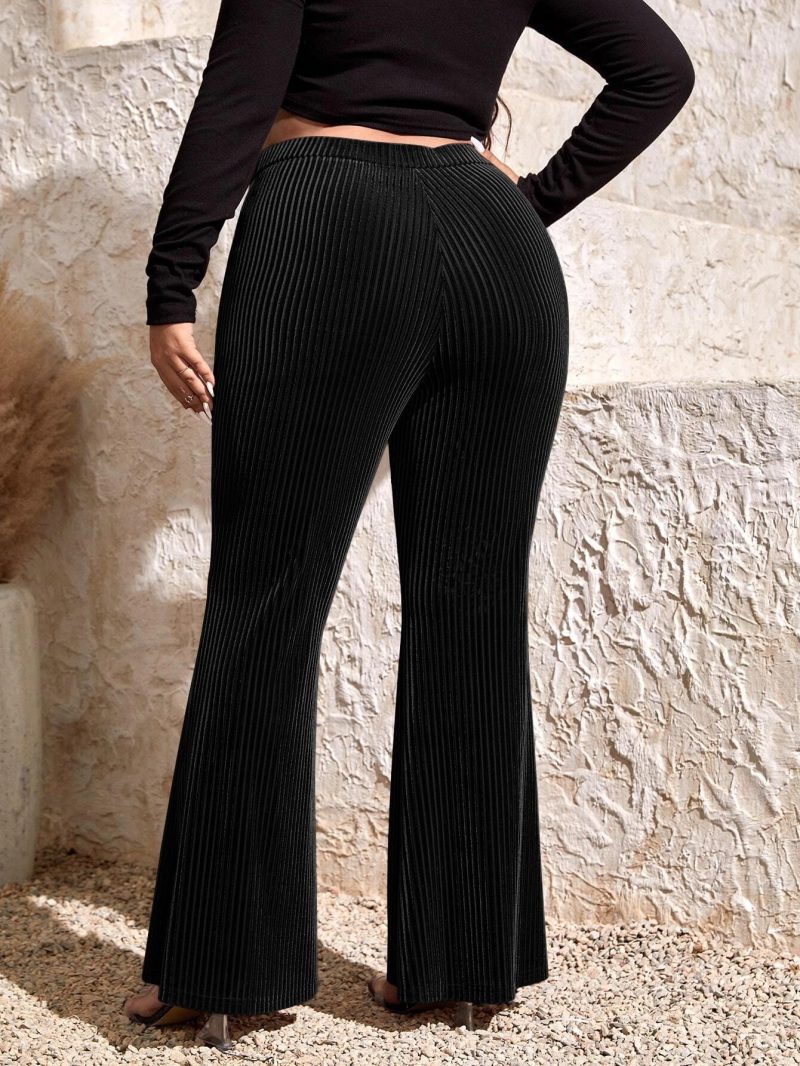 Autumn Plus Size Elastic Waist Flared Pants - Image 2