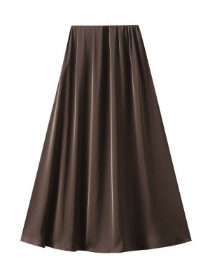 French High Waist Satin A-Line Skirt