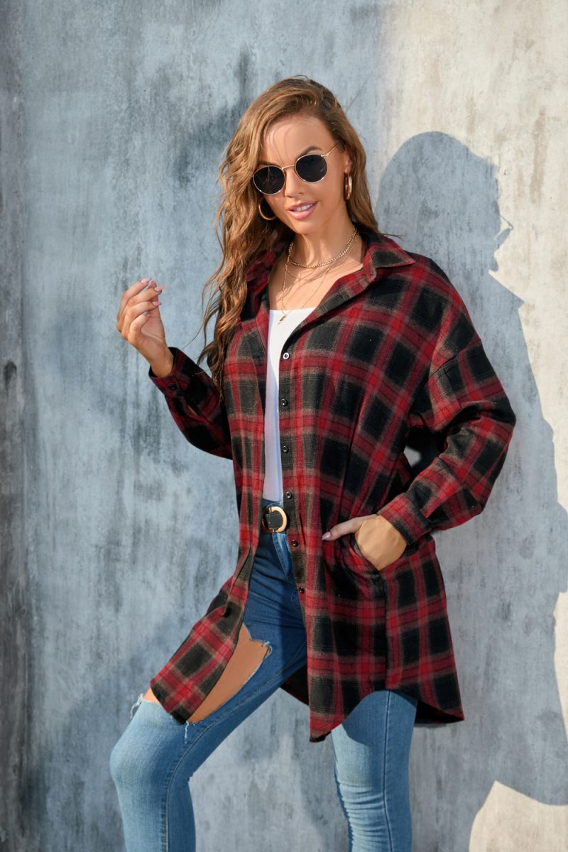 Autumn Plaid Long-Sleeved Shirt - Image 2