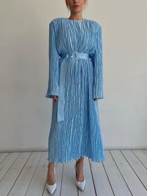 Long-Sleeved Belted Office Maxi Dress