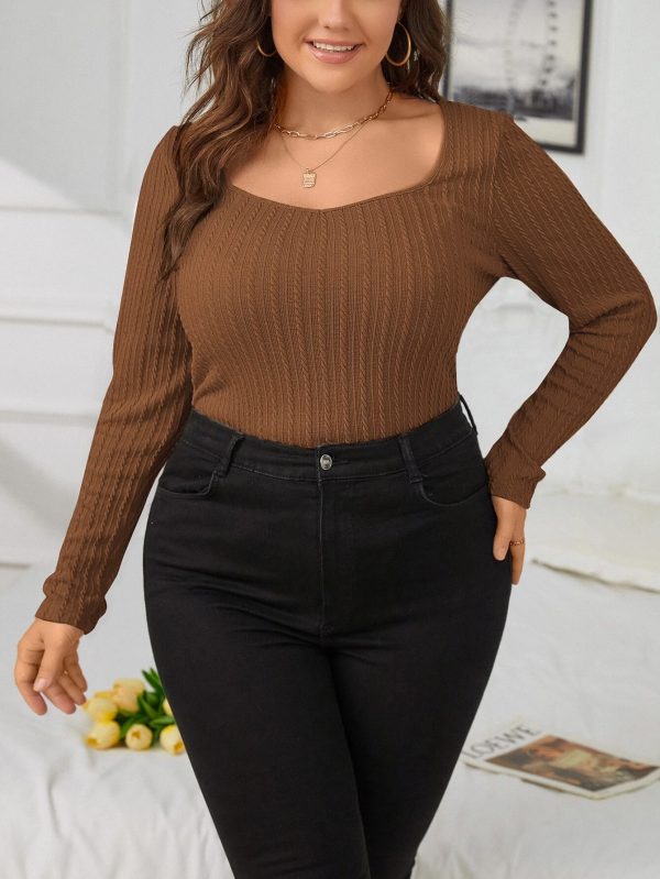 Plus Size Slim Fit Waffle Knit T-Shirt - Image 5