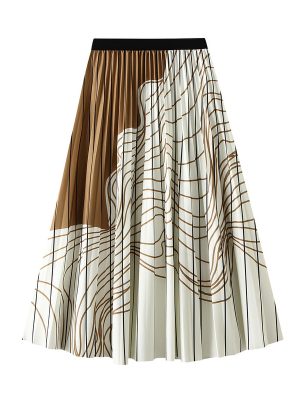 Asymmetric Striped Pleated Skirt: Retro Chic