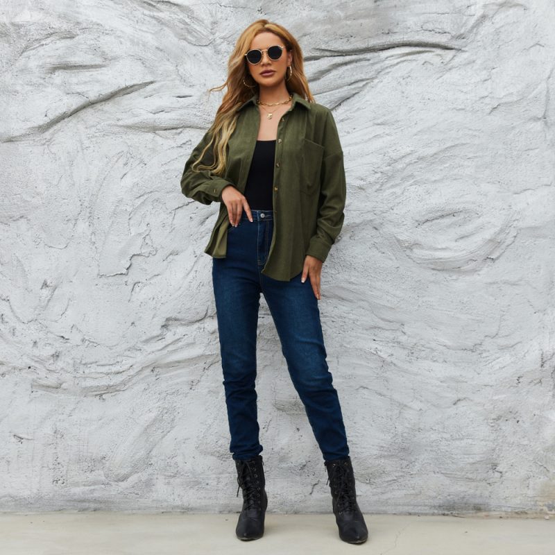 Corduroy Loose Jacket Coat Women - Image 2