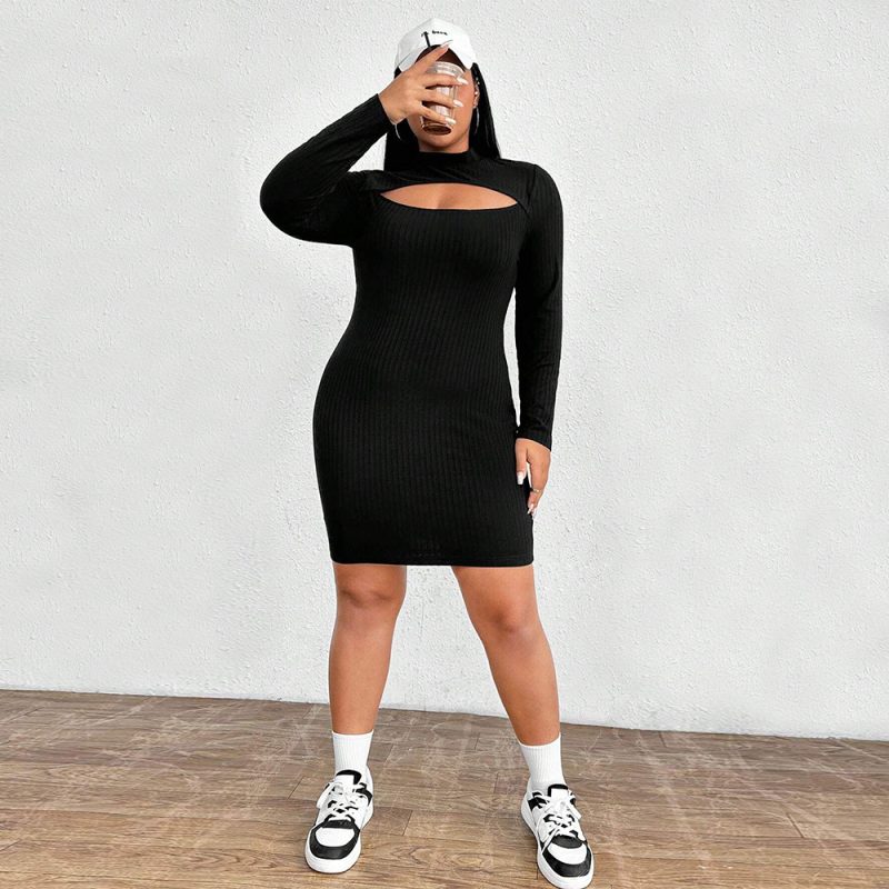 Stylish Plus Size Long Sleeve Dress for Autumn & Winter - Image 4