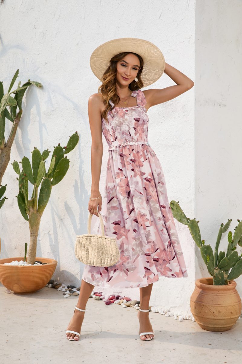 Summer Floral Print Slip Dress | Casual Vacation Smocking Style - Image 3