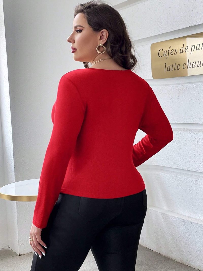 Sexy Hollow Out Knit Long Sleeve Top - Image 2