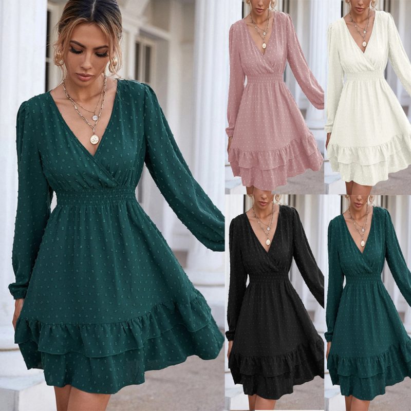 New A-Line High Waist Office Dress - Long Sleeve - Image 5