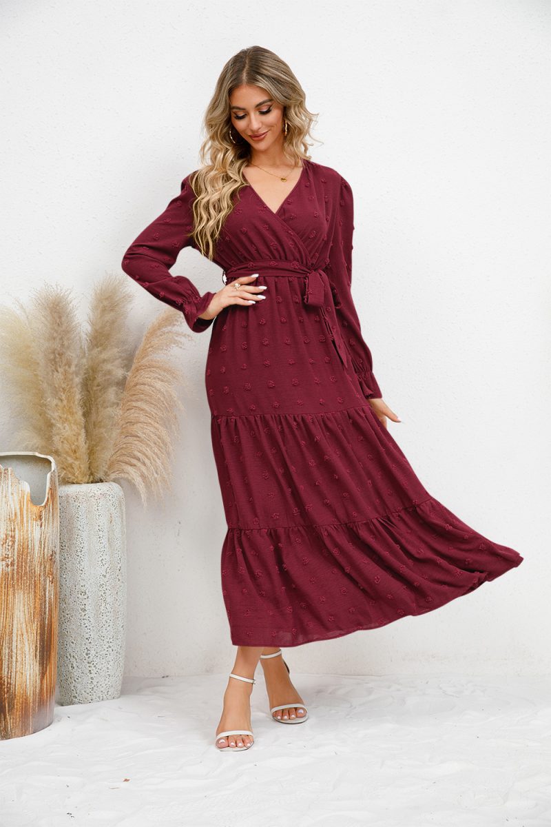 Solid Color Wide Hem Maxi Dress - Image 3