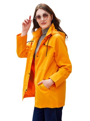 Mid-Length Hooded Windbreaker Women’s Outdoor Raincoat Cardigan Coat